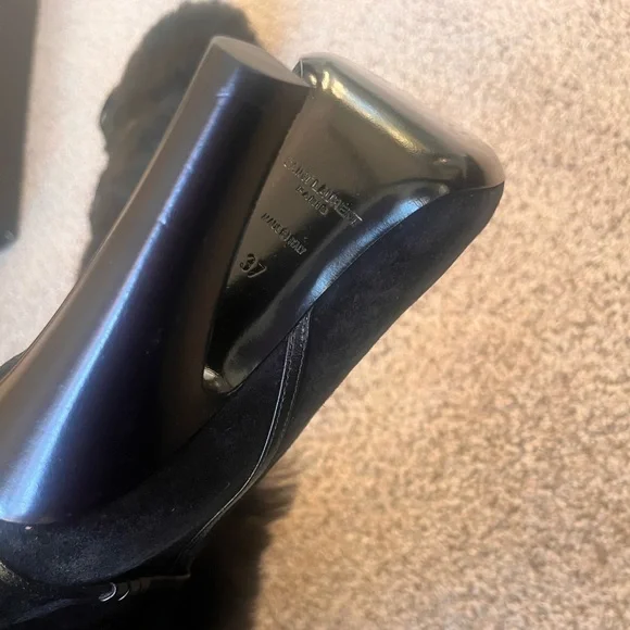 Saint Laurent Real Fur Jokull heeled boots size 37 NWOT